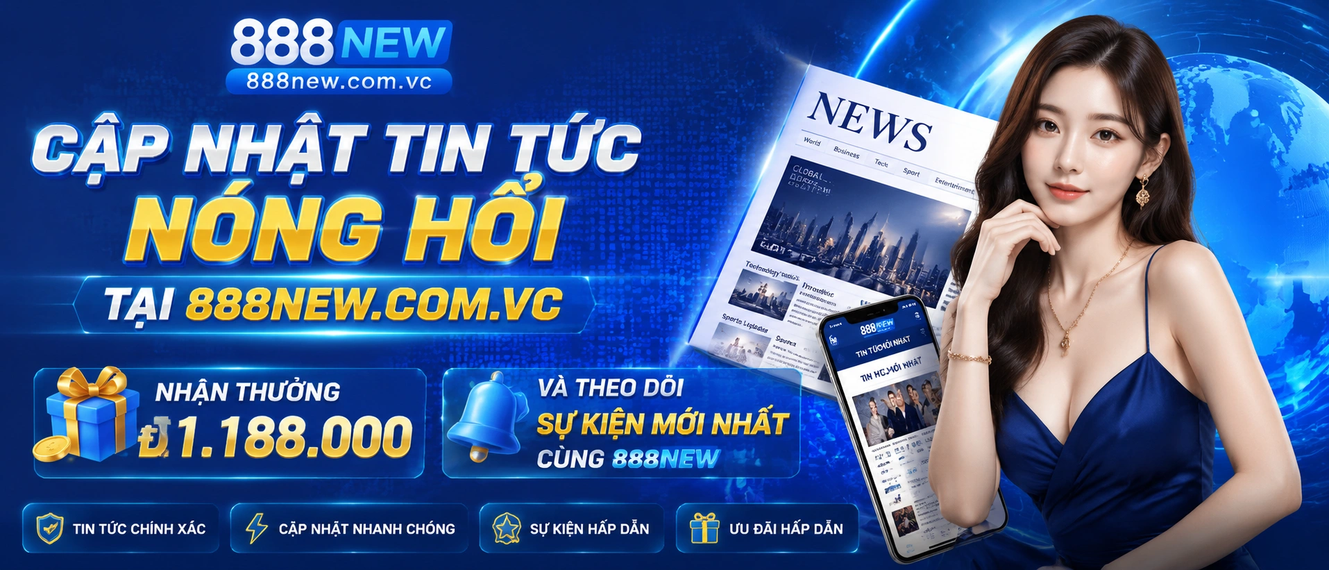 Bản tin 888NEW về ưu đãi người mới và cập nhật tin nhanh trên mobile